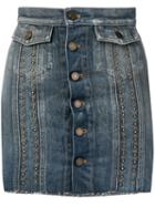 Saint Laurent Star Stud Band Skirt - Blue