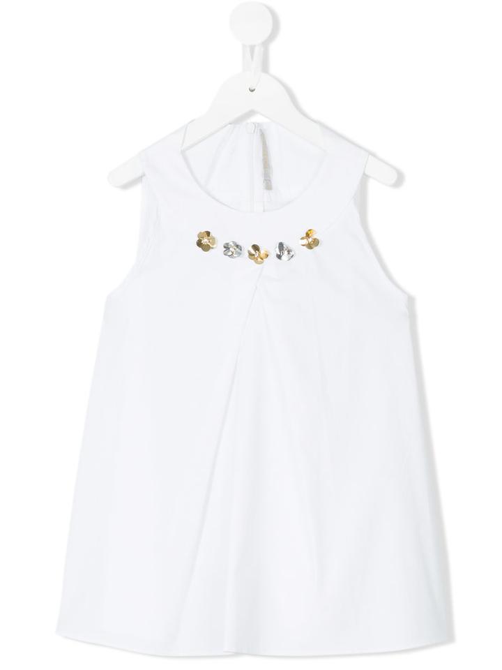 Loredana - Metallic Flowers Embellished Blouse - Kids - Cotton/spandex/elastane - 11 Yrs, White