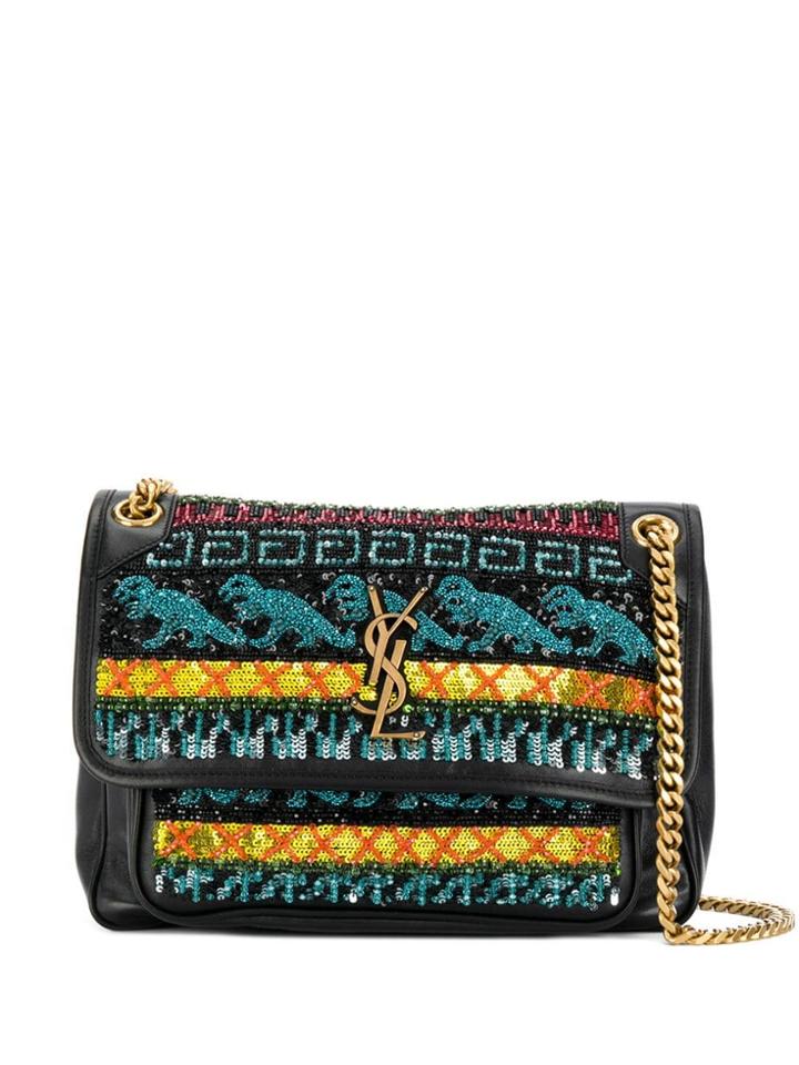 Saint Laurent Embellished Shoulder Bag - Black