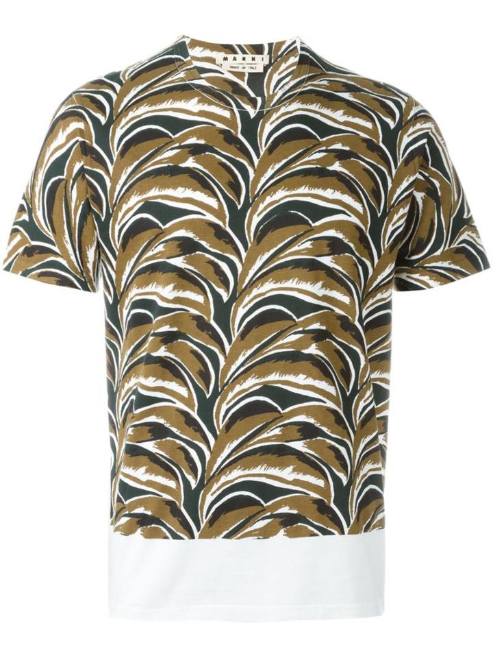 Marni Abstract Print T-shirt, Men's, Size: 48, White, Cotton