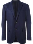 Ermenegildo Zegna Fitted Single Breasted Suit Jacket, Men's, Size: 52, Blue, Cupro/wool