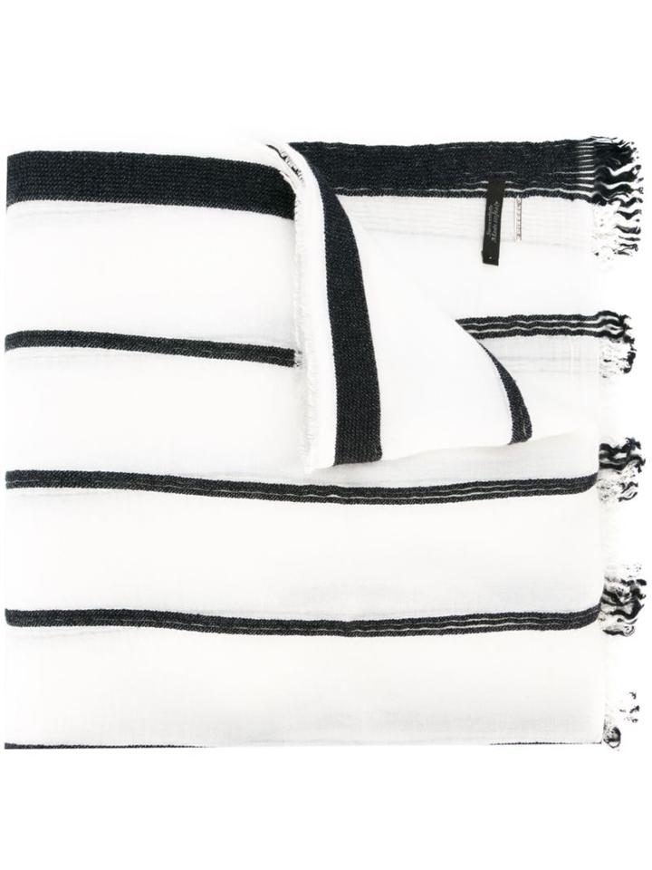 Diesel Striped Scarf, Adult Unisex, White, Modal/virgin Wool