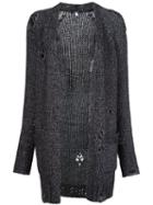 R13 Ripped Detail Knitted Cardigan, Women's, Size: Small, Black, Cotton/alpaca/merino/polyacrylic