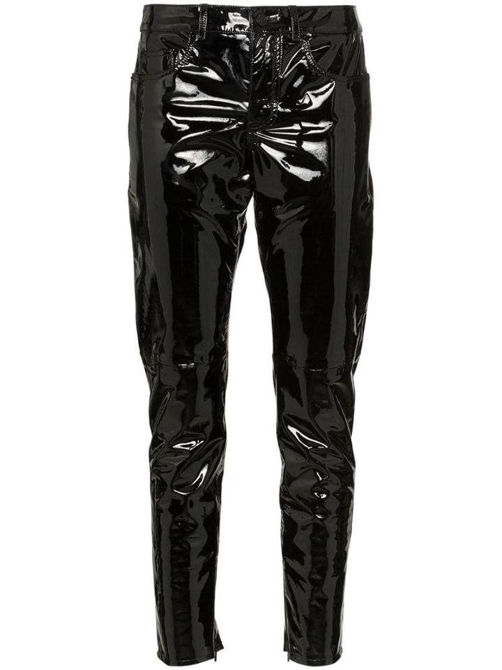 Saint Laurent Skinny Leather Vinyl Trousers - Black