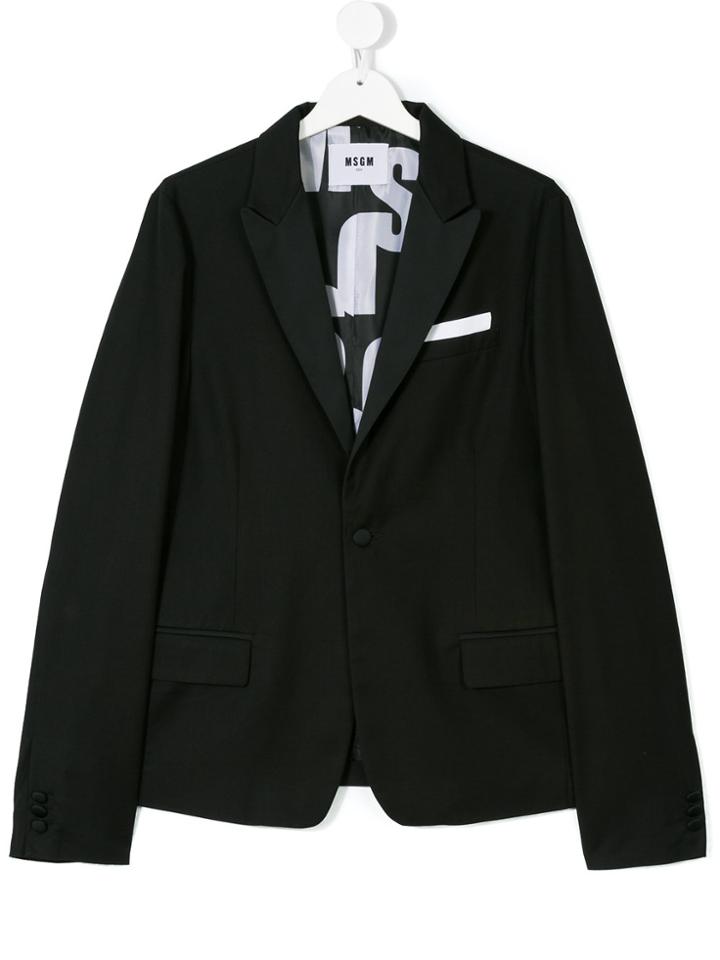 Msgm Kids One Button Blazer - Black