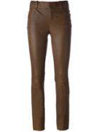Stouls Skinny Leather Trousers, Women's, Size: S, Brown, Calf Leather/cotton/spandex/elastane