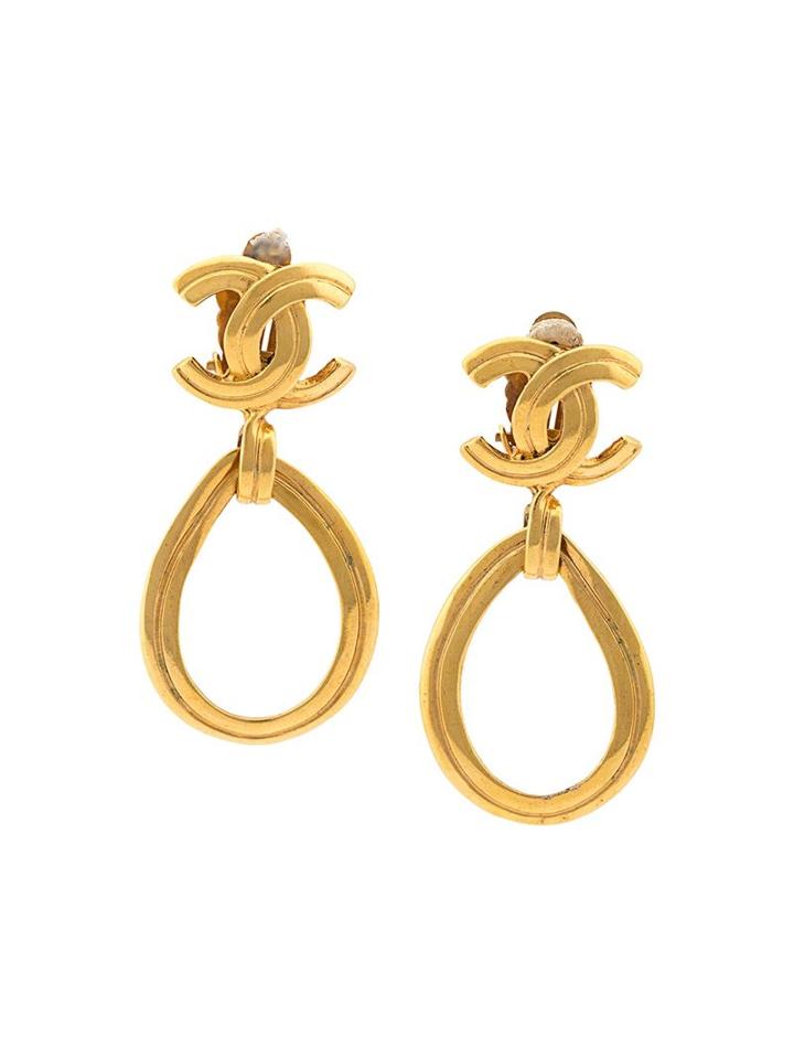 Chanel Vintage Drop Tear Clip-on Earrings