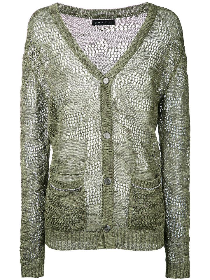 Roar Sheer Open Knit Cardigan, Men's, Size: Iii, Green, Cotton