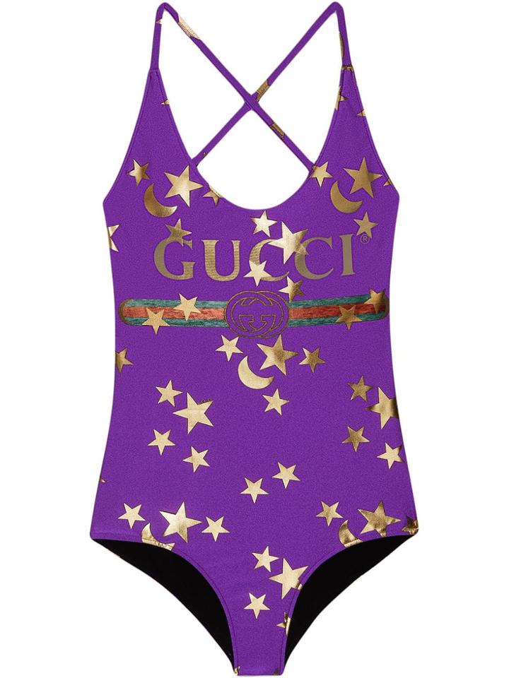Gucci Swimsuit With Gucci Logo - Purple