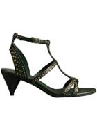 Burberry Riveted Leather Cone-heel Sandals - Green