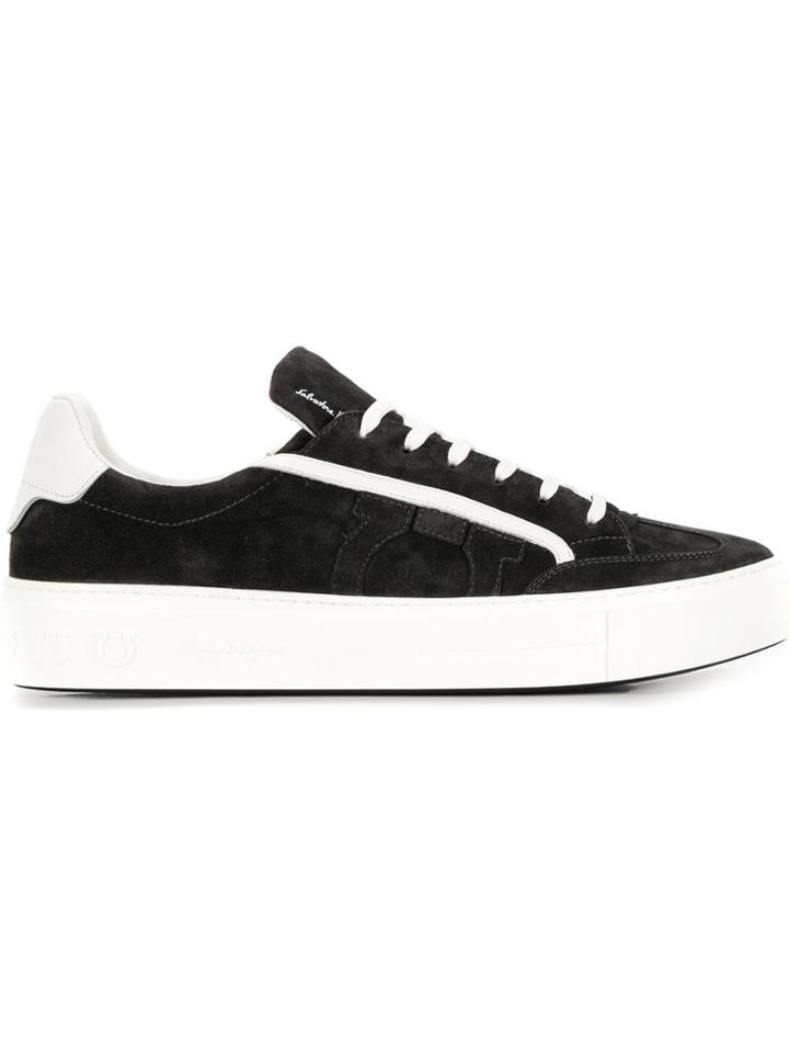 Salvatore Ferragamo Flat Low Top Trainers - Black