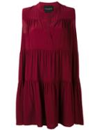 Erika Cavallini - Sleeveless Tier Dress - Women - Silk/acetate - 42, Red, Silk/acetate