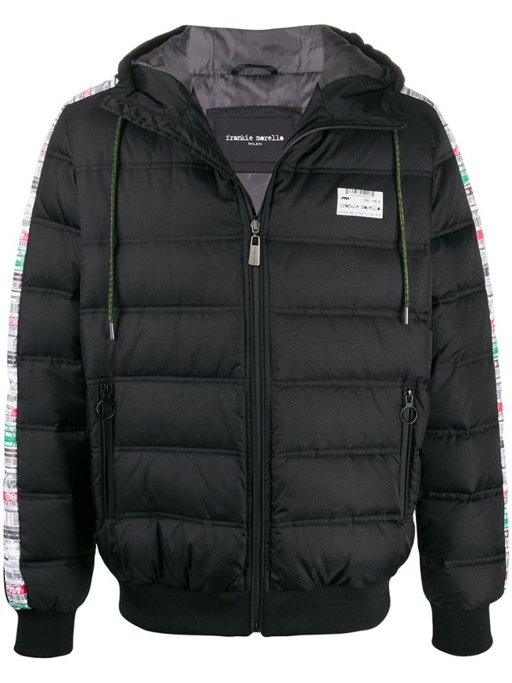 Frankie Morello Barcode-print Down Jacket - Black