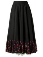 Isabela Capeto Embroidered Skirt, Women's, Size: 38, Black, Cotton