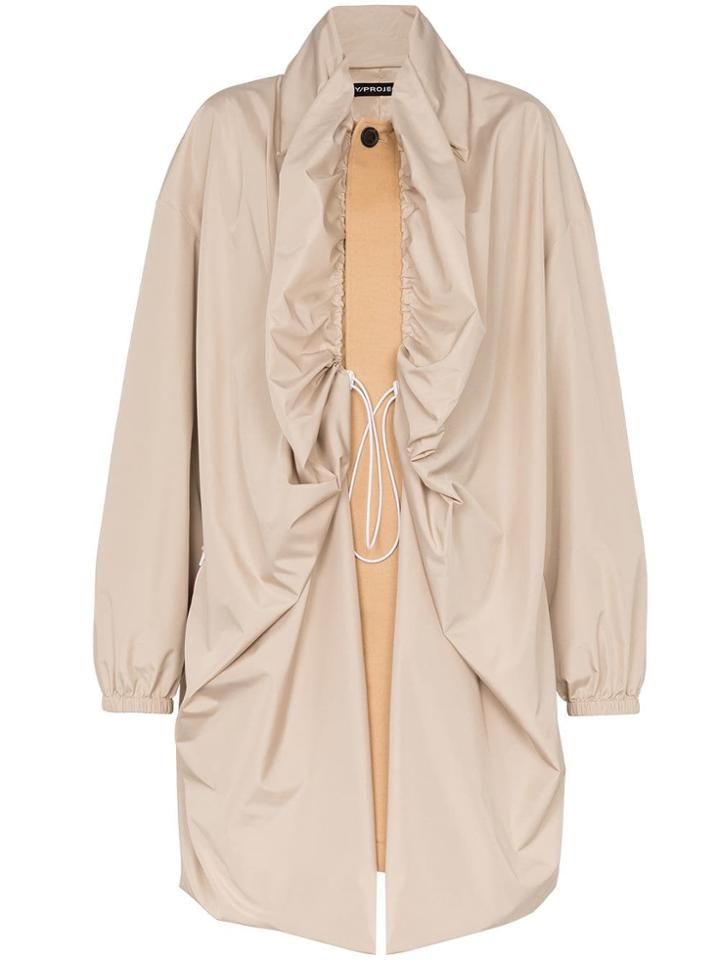 Y / Project Double Layer Two Tone Single Breasted Coat - Neutrals
