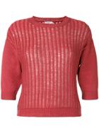 Peserico Three-quarter Sleeves Knitted Blouse - Red