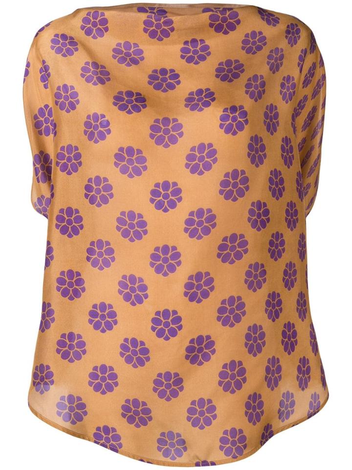 Mm6 Maison Margiela Floral Pattern Slit Blouse - Brown