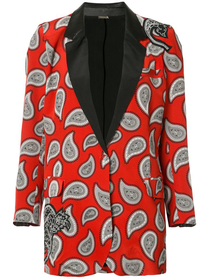 Dodo Bar Or - Paisley Print Blazer - Women - Silk/leather - 40, Red, Silk/leather