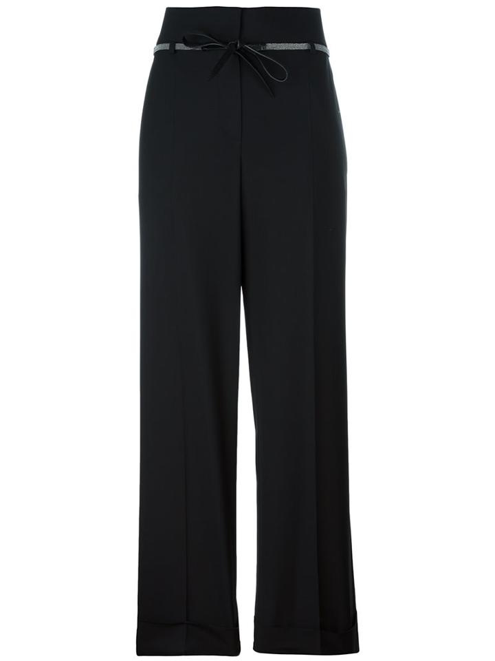 Brunello Cucinelli Wide Leg Tailored Trousers, Women's, Size: 42, Black, Polyamide/spandex/elastane/brass/virgin Wool