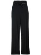 Brunello Cucinelli Wide Leg Tailored Trousers, Women's, Size: 42, Black, Polyamide/spandex/elastane/brass/virgin Wool