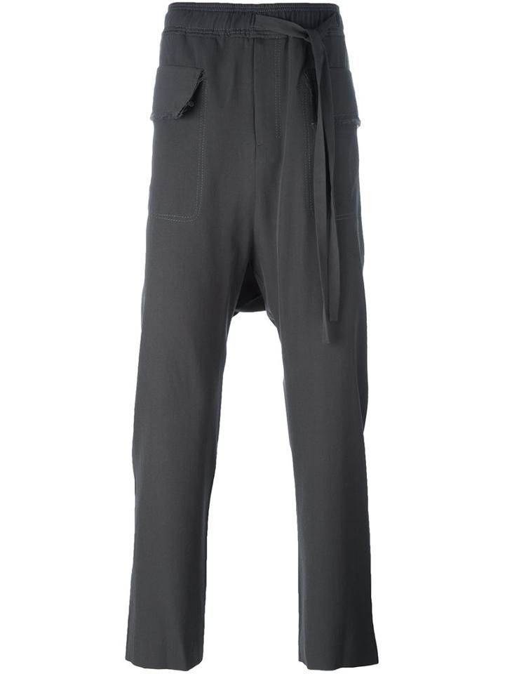 Damir Doma String Detail Drop-crotch Trousers, Men's, Size: Large, Grey, Virgin Wool