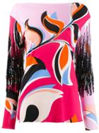 Emilio Pucci Patterned Fringe Detail Blouse - Pink