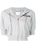 Moschino Couture Embroidery Cropped Hoodie - Grey