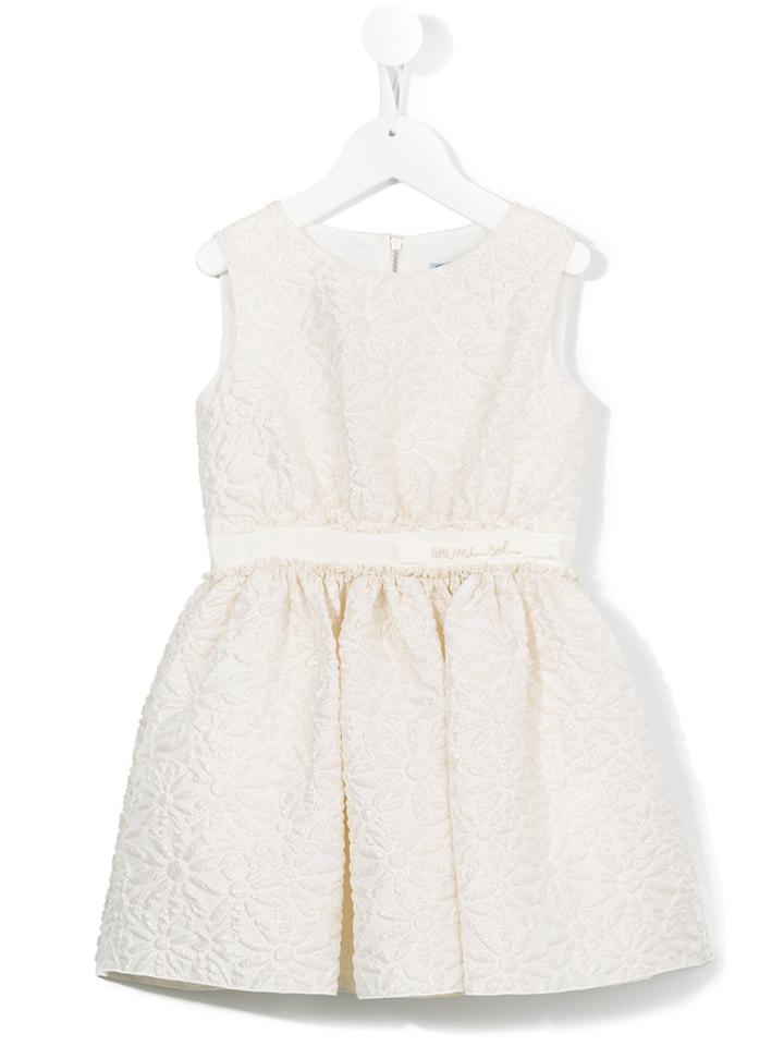 Mi Mi Sol Belted Jacquard Dress, Girl's, Size: 6 Yrs, Nude/neutrals