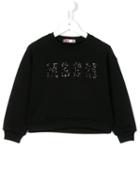 Msgm Kids Sequined Logo Sweatshirt, Girl's, Size: 10 Yrs, Black