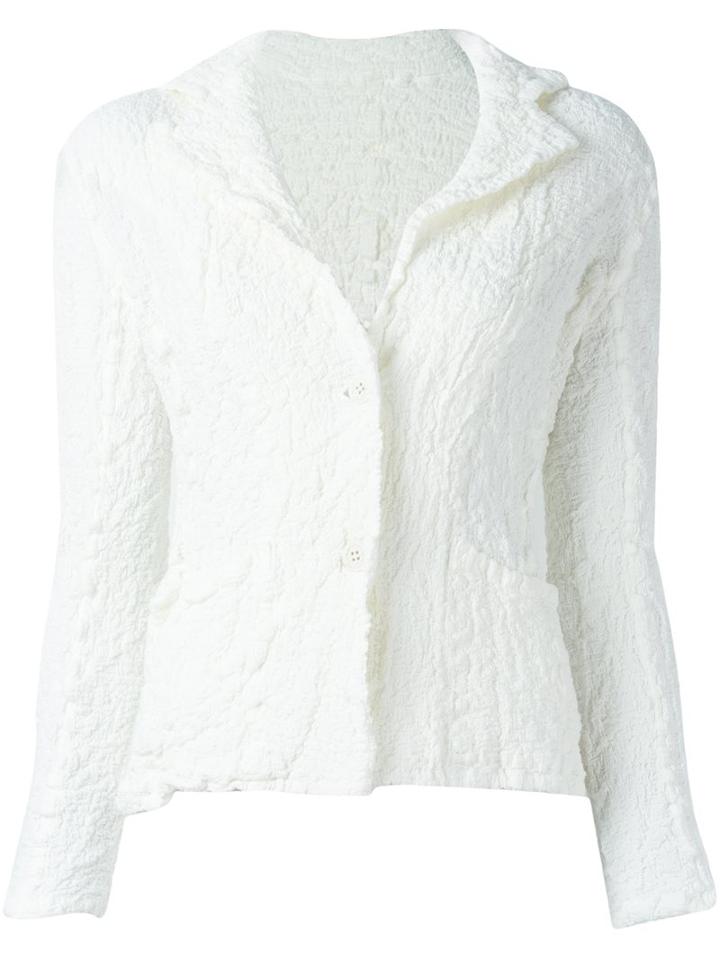 Issey Miyake Cauliflower Creased Blazer, Women's, White, Cotton/polyurethane