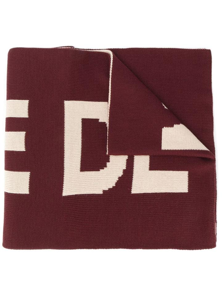 Drôle De Monsieur Logo Knit Scarf - Red