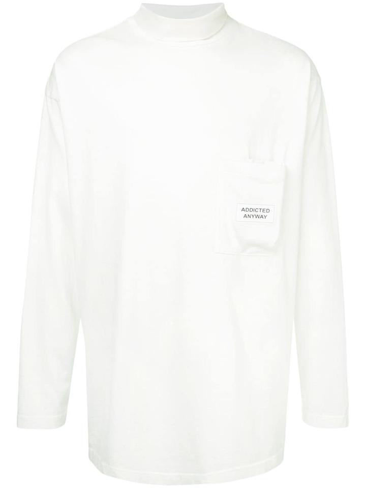 Ground Zero Turtle-neck Slogan Top - White