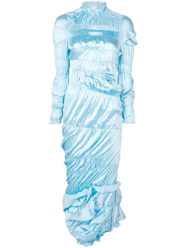 Yuhan Wang Tiered Satin Dress - Blue