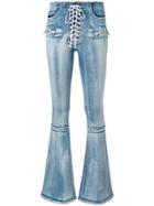 Unravel Project Lace-up Flared Jeans - Blue