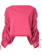 Aula Ruched Sleeve Top - Pink & Purple