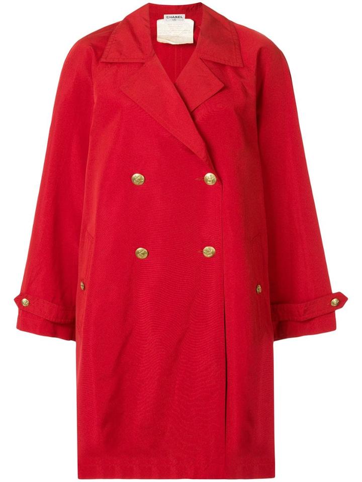 Chanel Pre-owned Long Sleeve Coat - Red