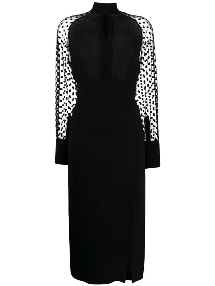 Balmain Polka-dot Sleeve Dress - Black