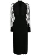 Balmain Polka-dot Sleeve Dress - Black