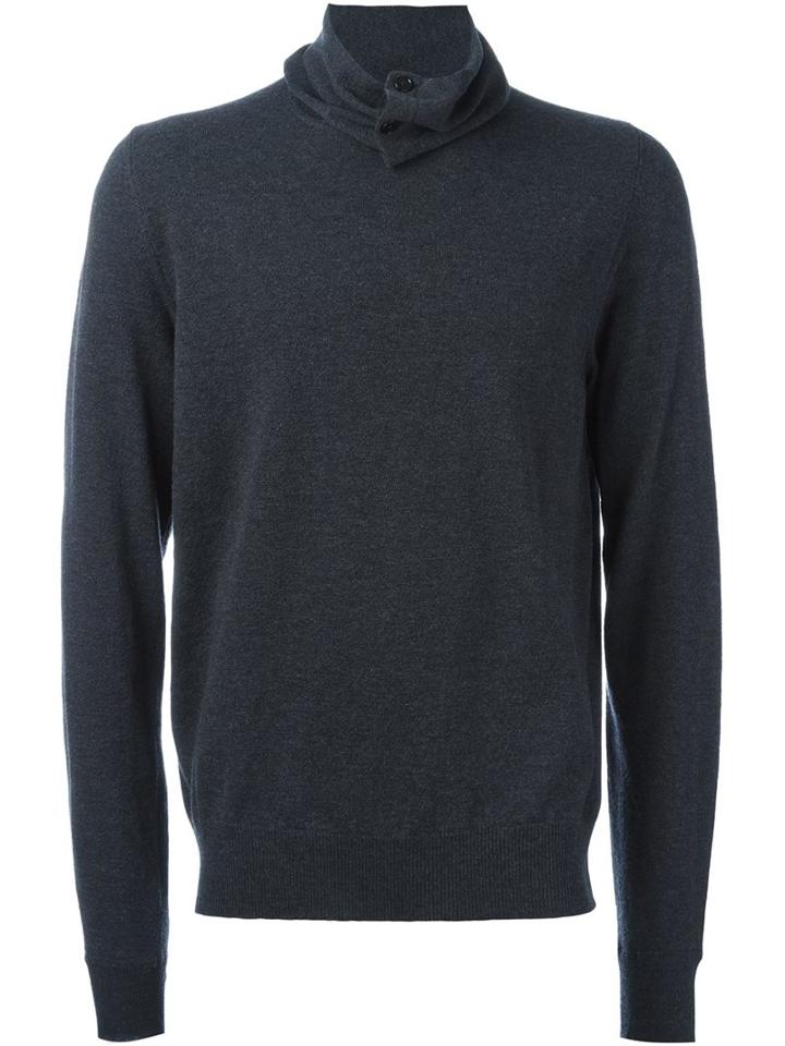 Maison Margiela Buttoned Roll Neck Jumper, Men's, Size: Large, Grey, Wool