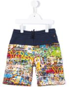 Junior Gaultier Graffiti Print Shorts, Toddler Boy's, Size: 3 Yrs, Blue