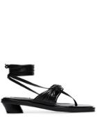 Reike Nen Black 30 Strappy Flat Leather Sandals