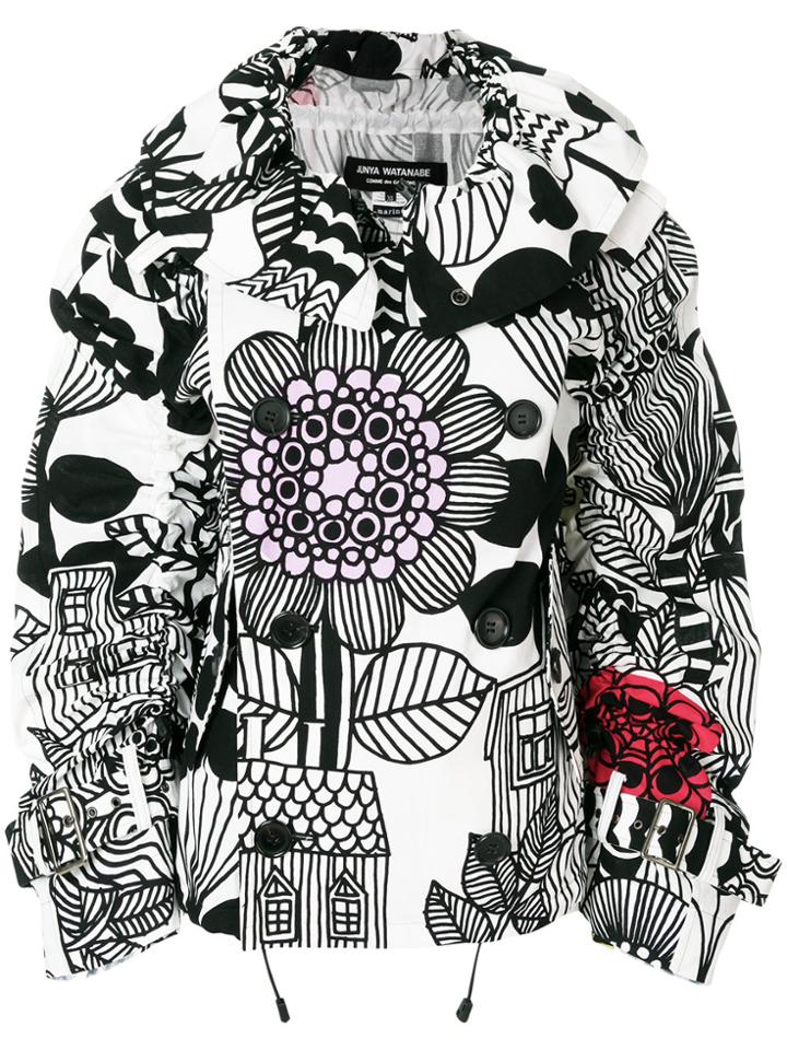 Junya Watanabe Floral Print Double Breasted Jacket - Black