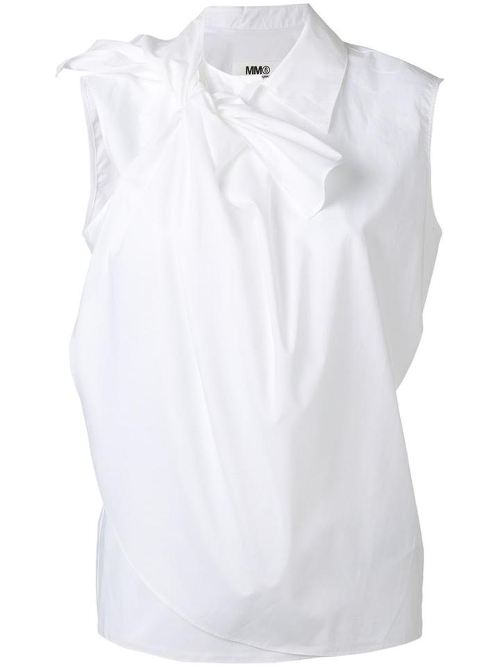 Mm6 Maison Margiela Drape Front Bow Tank, Women's, Size: 46, White, Cotton