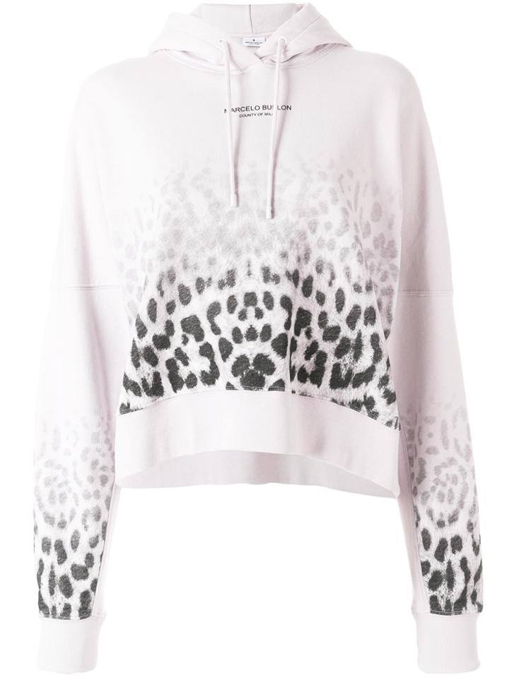 Marcelo Burlon County Of Milan Faded Leopard Print Hoodie - Pink &