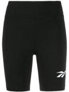 Reebok Vector Logo Print Cycling Shorts - Black