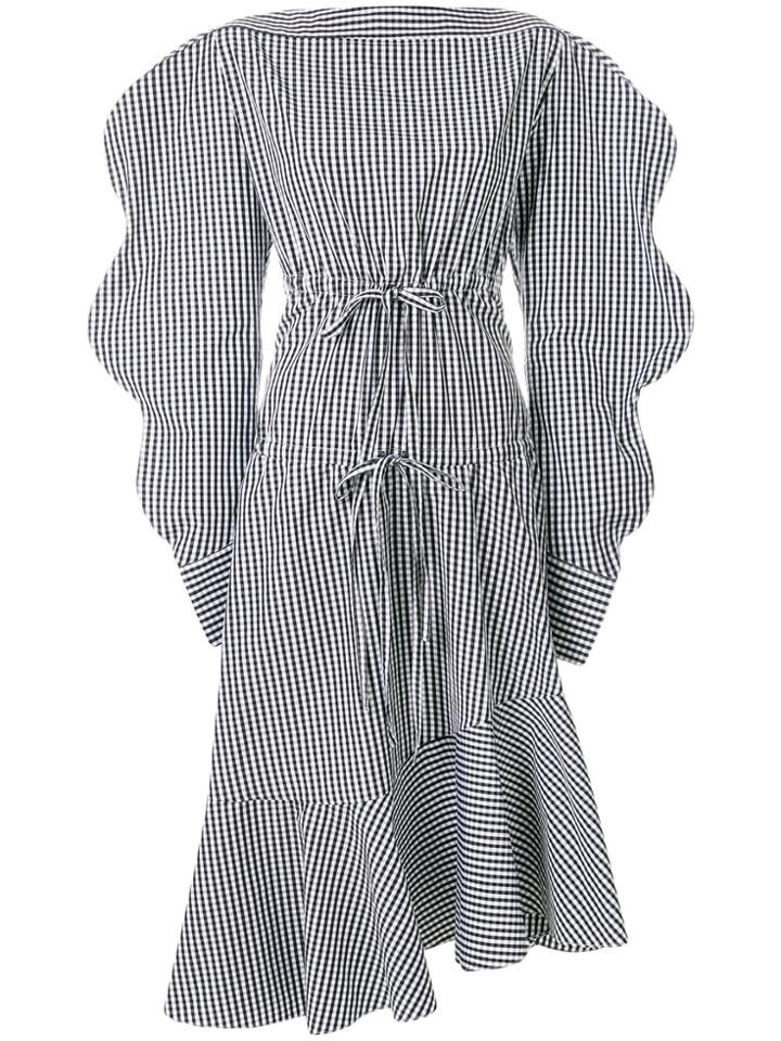 Eudon Choi Gingham Pattern Asymmetric Dress - Black