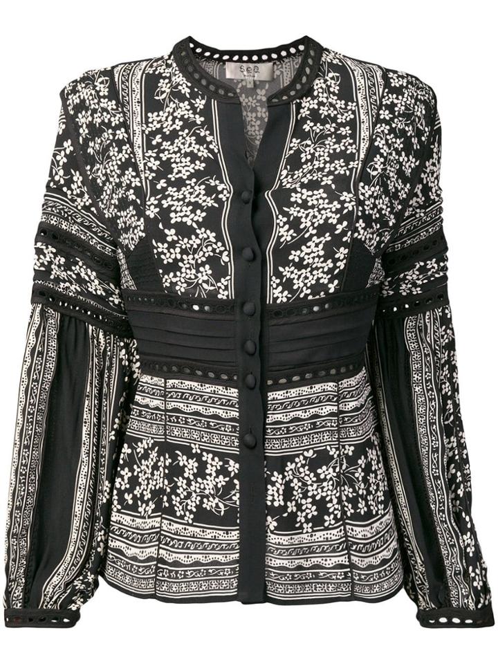 Sea Patterned Blouse - Black