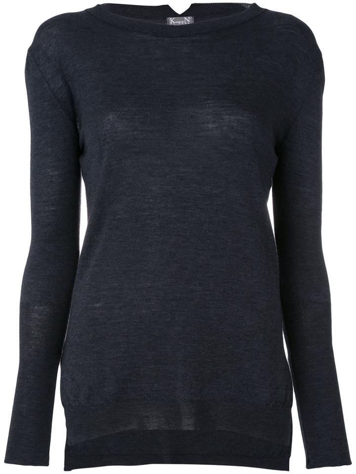 Kristensen Du Nord - Long Sleeve Knitted Top - Women - Cotton/cashmere - 2, Blue, Cotton/cashmere