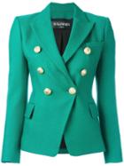 Balmain Double Breasted Blazer, Women's, Size: 34, Green, Cotton/viscose
