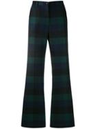 Ps Paul Smith Checked Flared Trousers - Blue